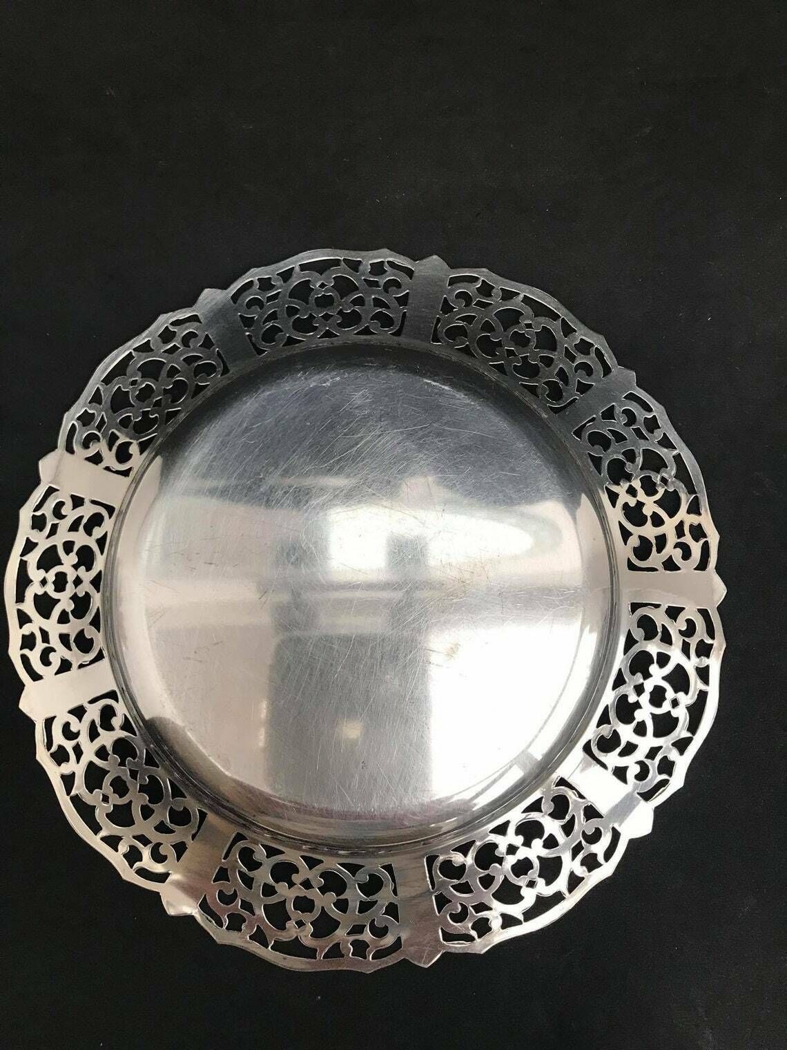 Antique French Candy Bowl, Lovelace Silver Plateded Dish Sweet Saint Valentin Gift Silver Nut Bowl Jewelery Pl photo for sale
