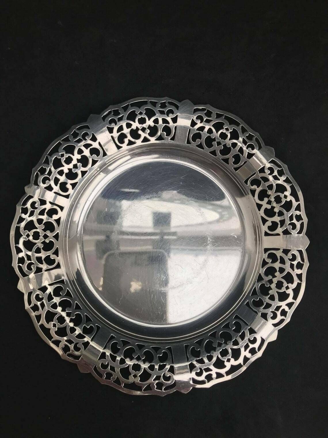photo for sale Antique French Candy Bowl, Lovelace Silver Plateded Dish Sweet Saint Valentin Gift Silver Nut Bowl Jewelery Pl