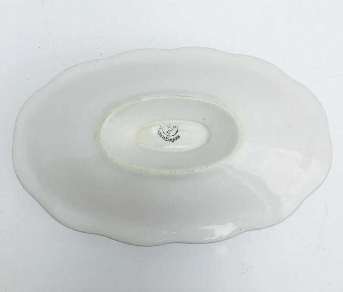 Gravy Boat White Blue Belgian Pottery Boch Brothers La Louvière Table Service Plate Lidded. Sauce Boat Blue And White Ceramic, 1940s,Ate photo buy