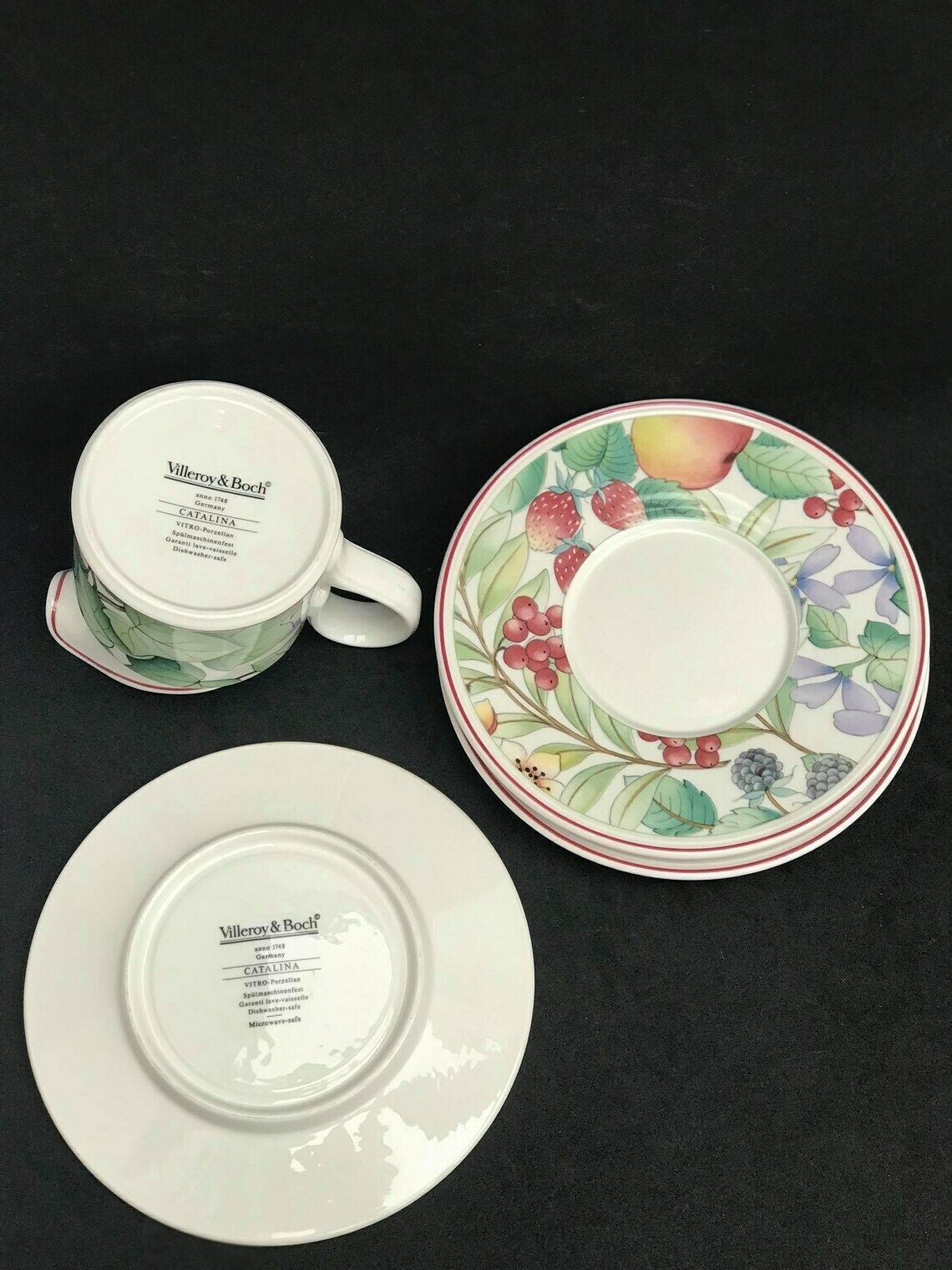 Set Villeroy And Boch Catalina Creamer And 3 Saucers 70s Breakfast Tea Gift Replacement Strawberry Decor Wedding Gif photo buy