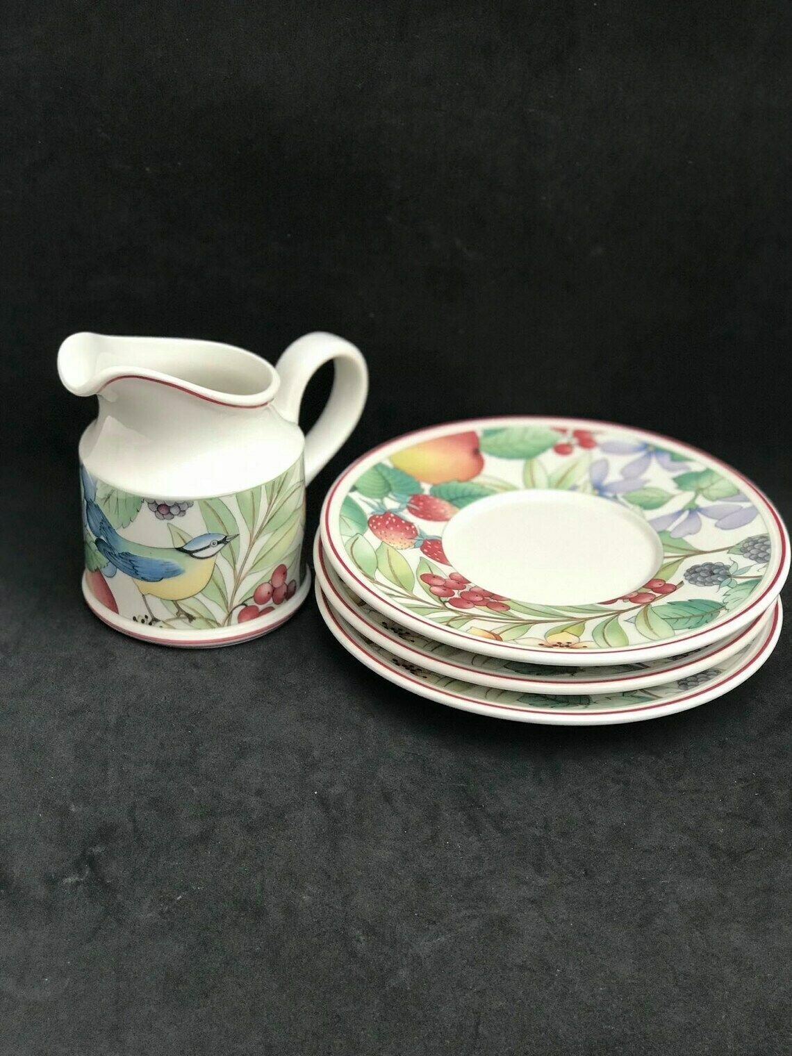 photo furniture Set Villeroy And Boch Catalina Creamer And 3 Saucers 70s Breakfast Tea Gift Replacement Strawberry Decor Wedding Gif