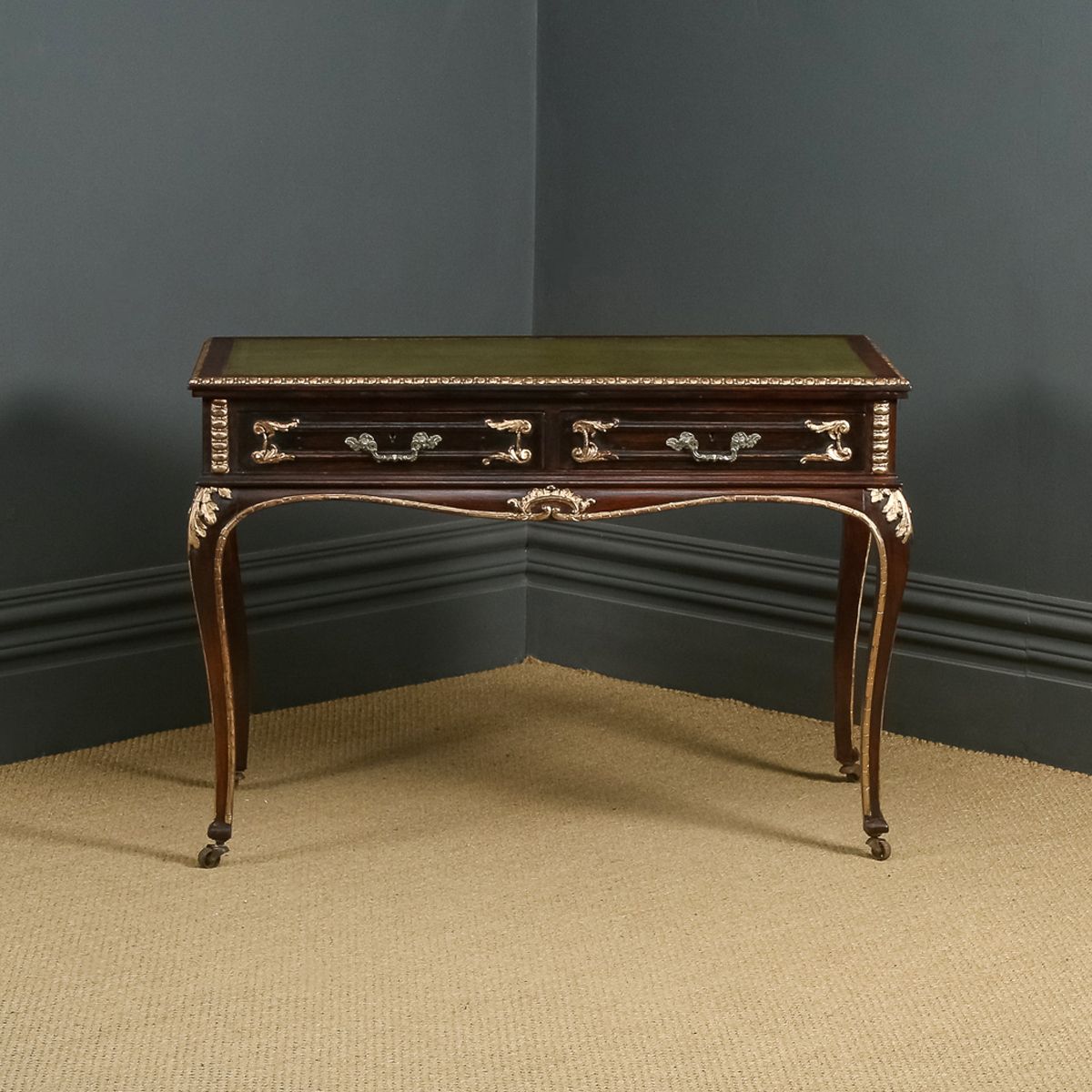 French 19th Century Louis XV Gilt & Leather  Writing Table (Circa 1880) photo for sale