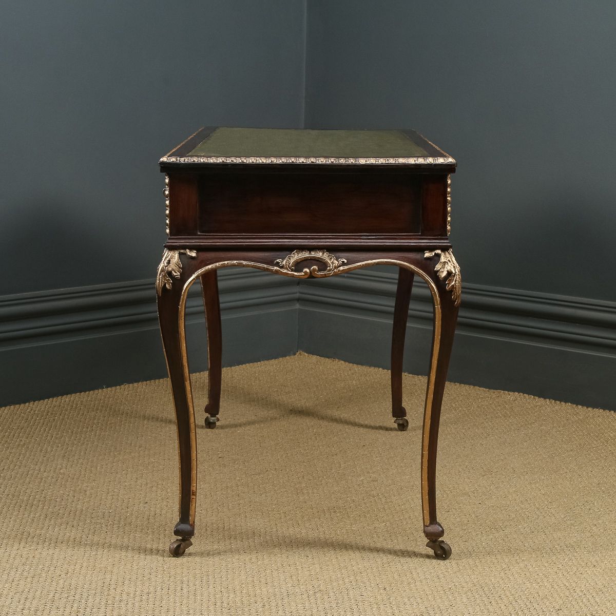 French 19th Century Louis XV Gilt & Leather  Writing Table (Circa 1880) photo Furniture