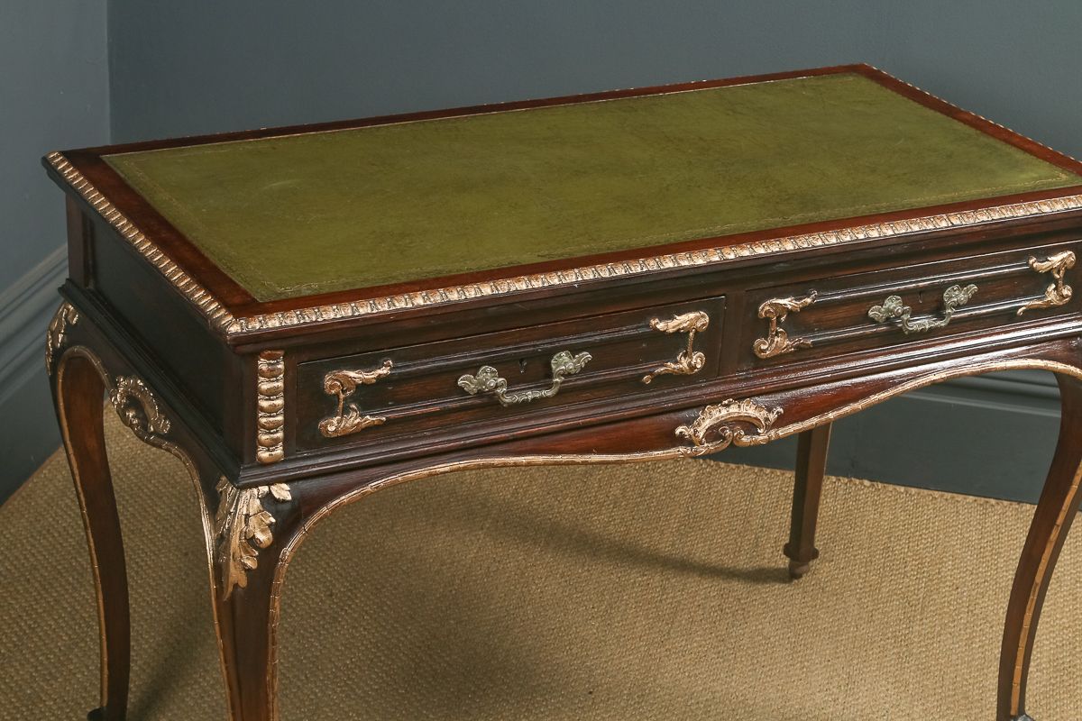 photo for sale French 19th Century Louis XV Gilt & Leather  Writing Table (Circa 1880)