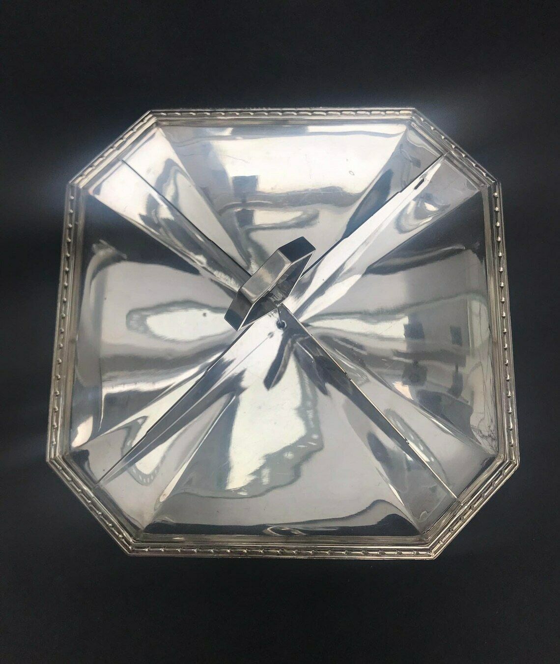 Tidbit Platter 4 Sections Art Deco Serving Tray With Handle Plate Silver Plated Dessert Sandwiches Teatime English Tableware Gift photo for sale