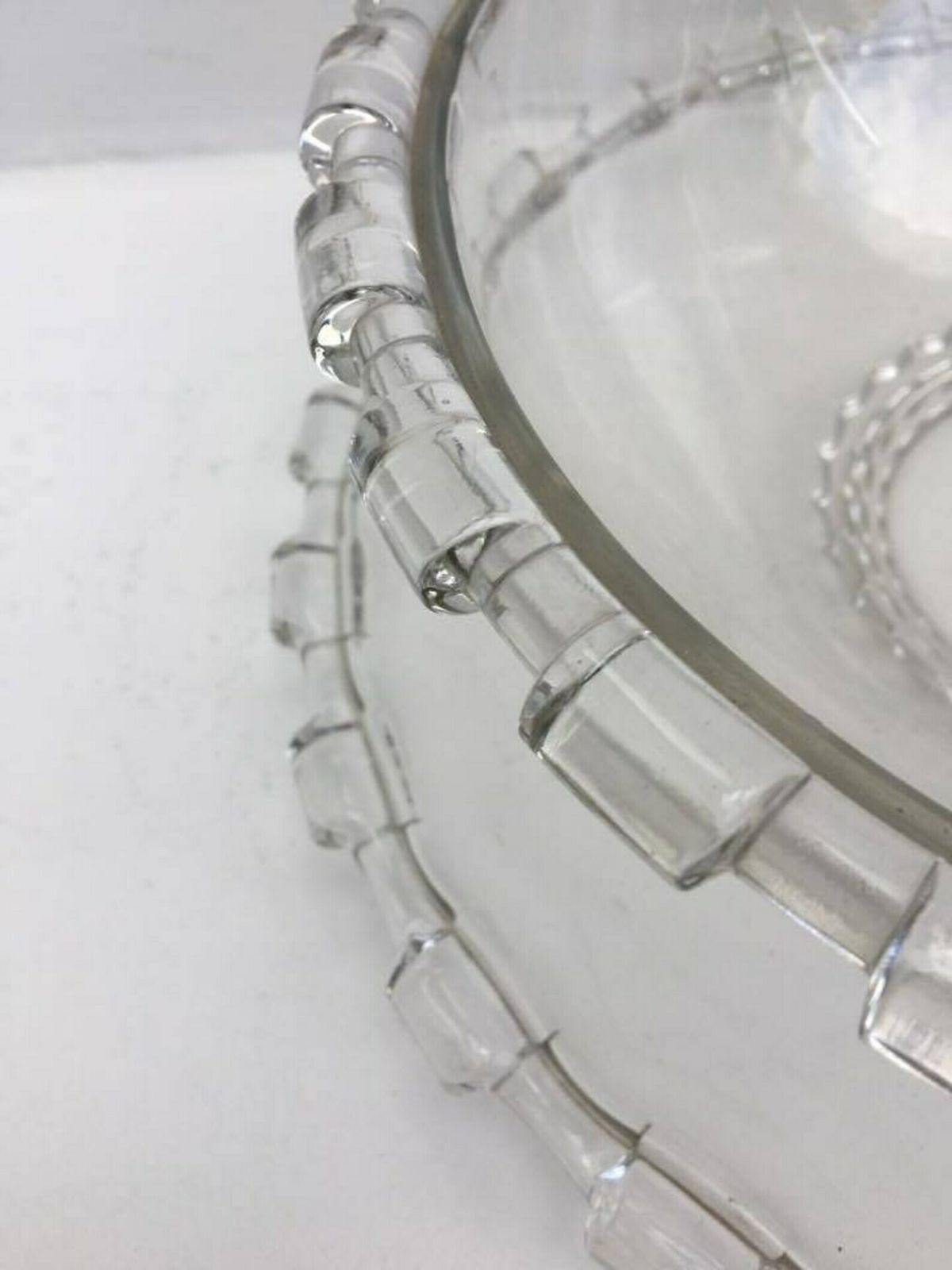 2 Serving Plates Art Deco Crystal Val Saint Lambert Vintage Fruit Bowl Salad Dish Serving Dish Mid Century Crystal photo for sale