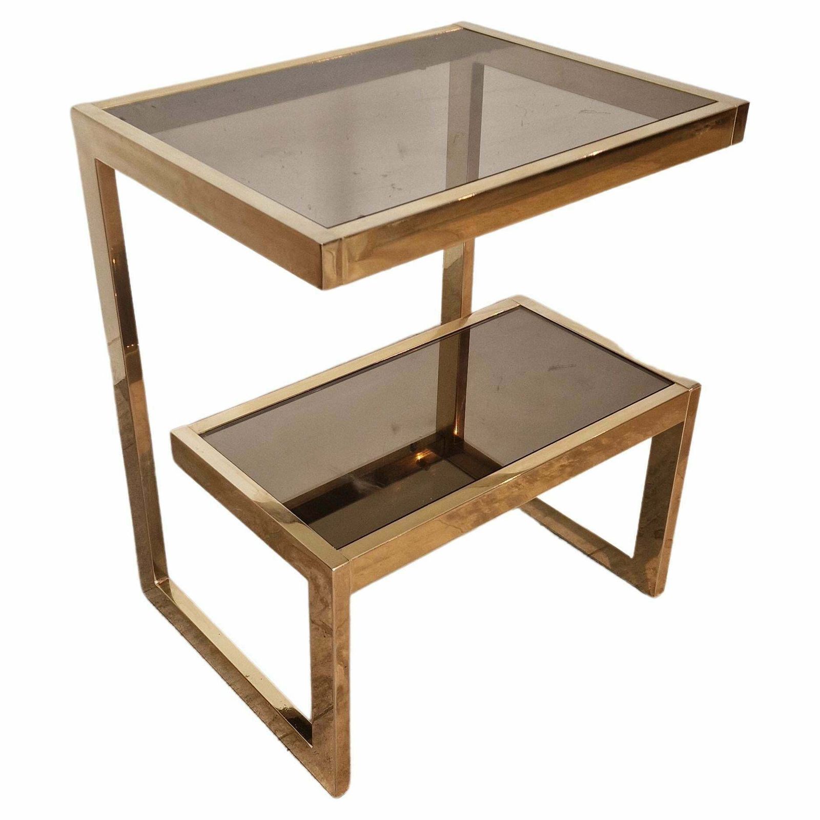 Gold Plated Belgochrom Side Table From Belgium, 1970s photo furniture