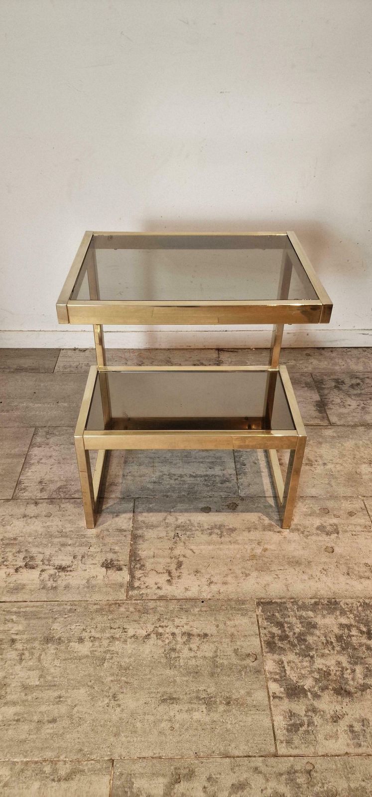 Gold Plated Belgochrom Side Table From Belgium, 1970s photo Furniture