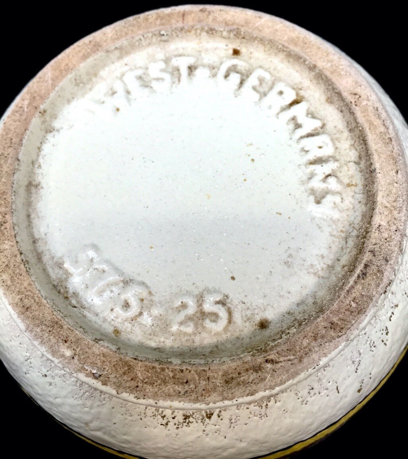 Vintage West German Pottery Vase / Retro 1950s / Cream / Purple / Yellow photo vinterior