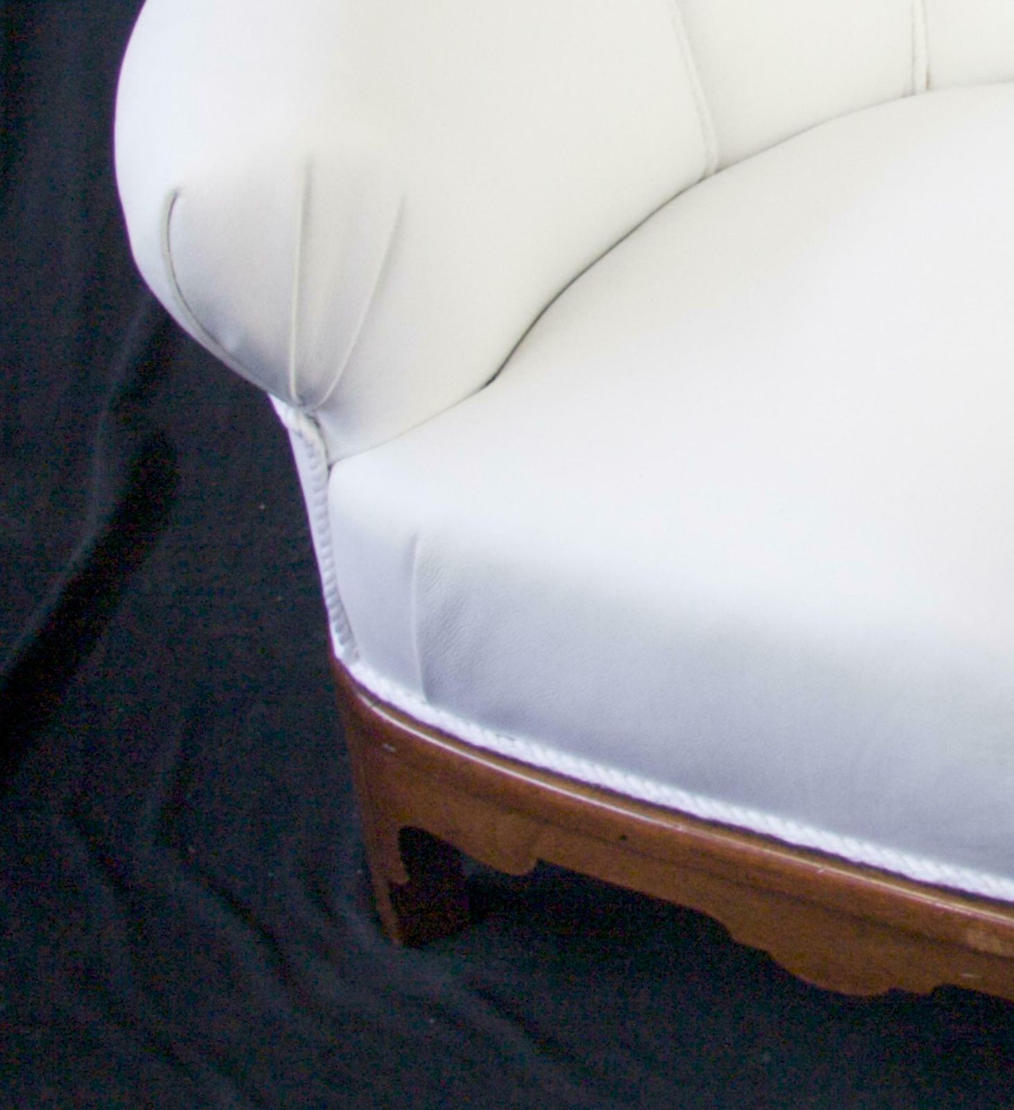 Swedish Art Deco Shellback Armchair White Italian Leather Fluted Decoration photo Furniture