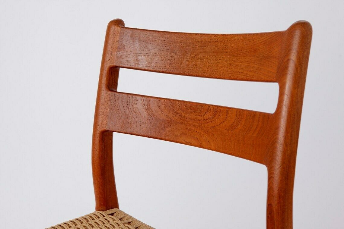 1 Of 6 Emc Møbler Mid Century Teak Dining Chairs With Papercord Seats Denmark 1970s Vintage photo Furniture