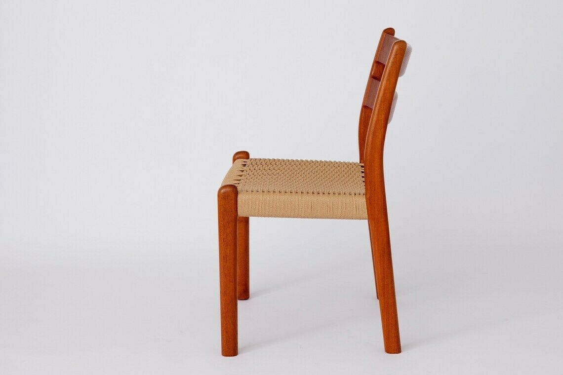 1 Of 6 Emc Møbler Mid Century Teak Dining Chairs With Papercord Seats Denmark 1970s Vintage photo vinterior