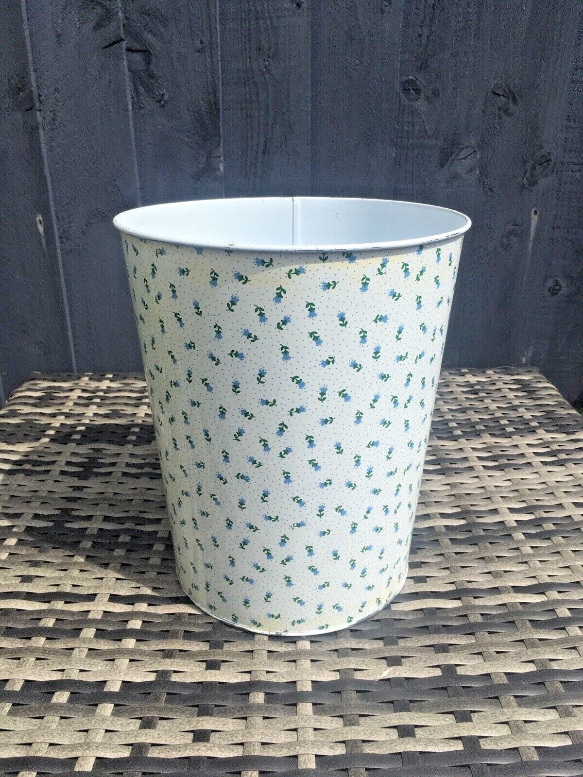 Retro 60's 70's Regency Ware Blue Floral Chintz Tin Waste Paper Bin   Worcester photo furniture
