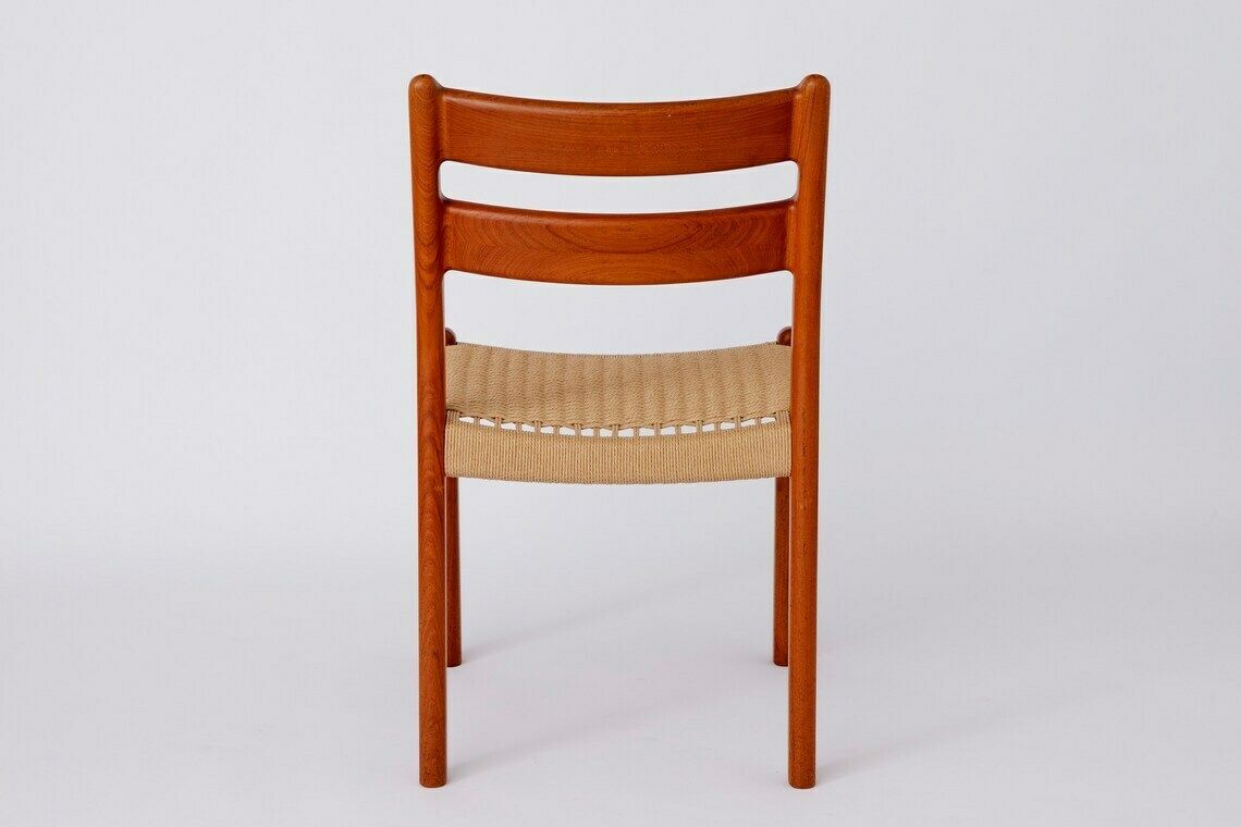 Pair Emc Mobler Mid Century Teak Dining Chairs With Papercord Seats, Set Of 2, Denmark, 1960s 1970s Vintage photo vintage