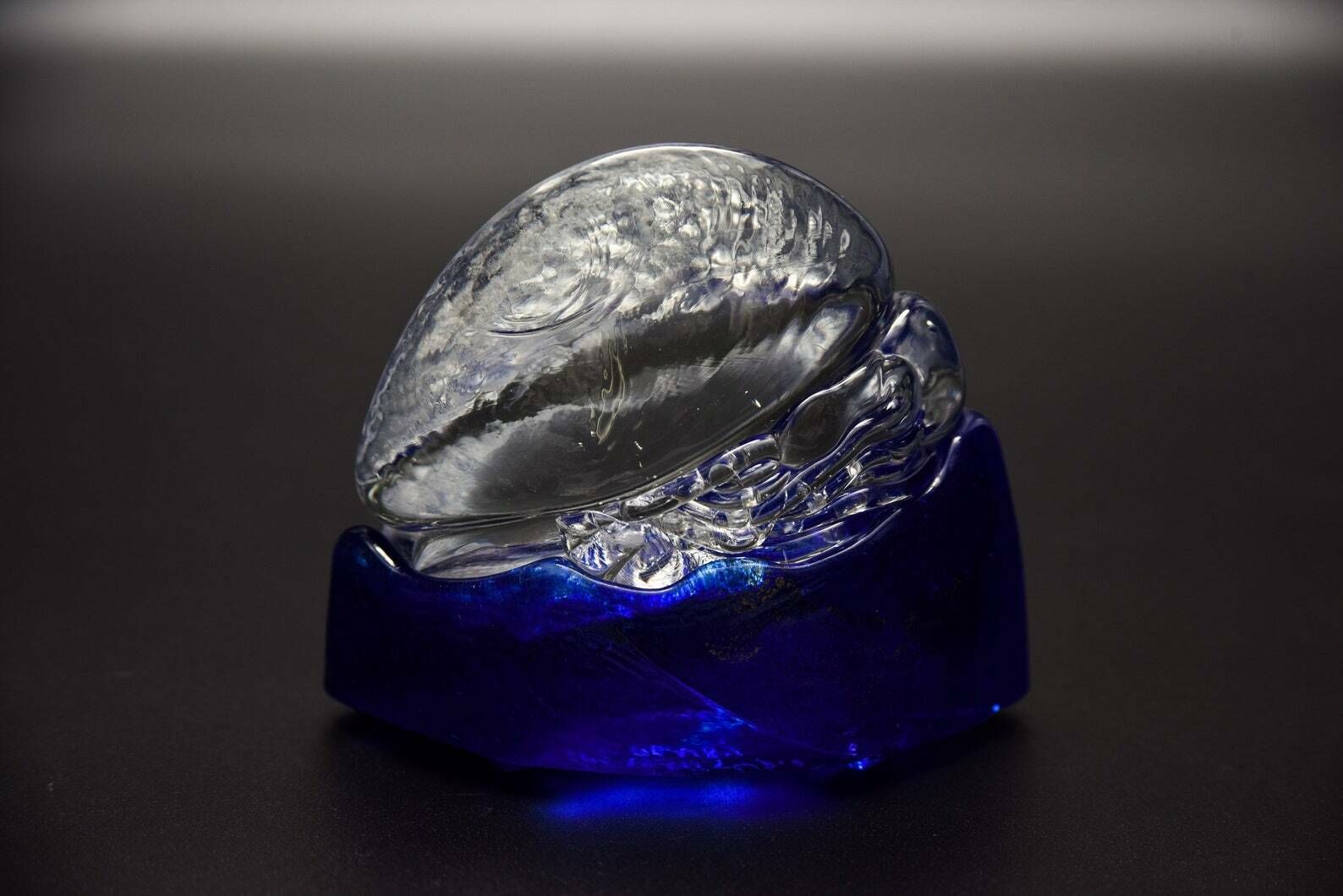 Blue And Clear Glass Sculpture By The Glass Studio Denby, Blue Glass Paperweight photo 50.0
