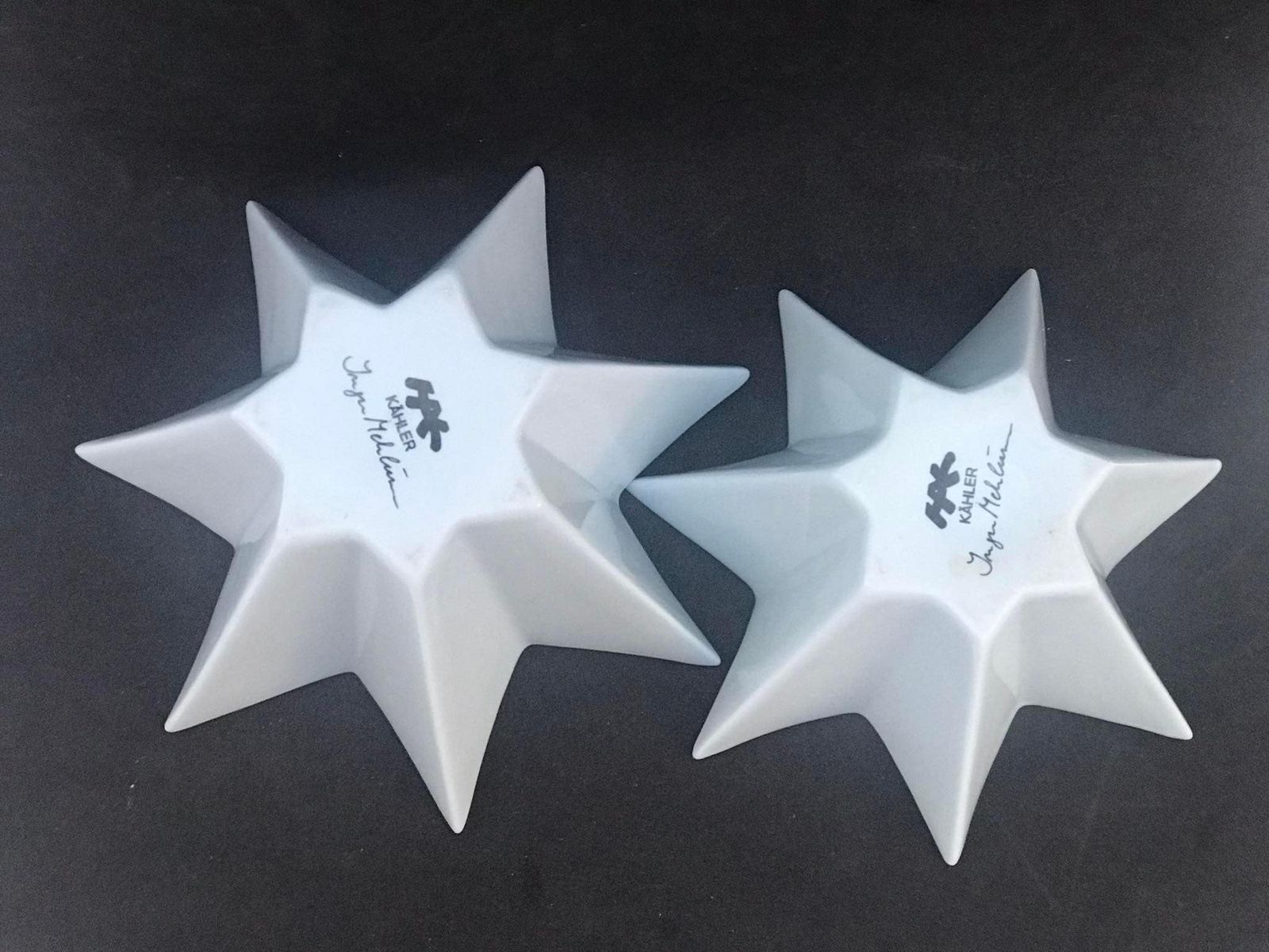 Bowls Porcelain Glaze Star Shaped Vintage Herman August Kahler (Hak) Danmark Danish Scandinavian Art Pottery Modern Sky Blue Pastel photo Home Decor