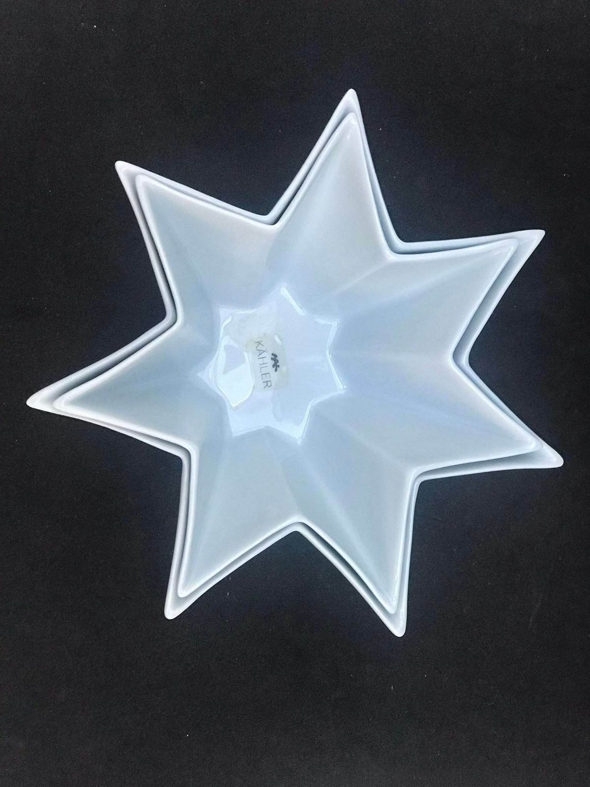 photo furniture Bowls Porcelain Glaze Star Shaped Vintage Herman August Kahler (Hak) Danmark Danish Scandinavian Art Pottery Modern Sky Blue Pastel