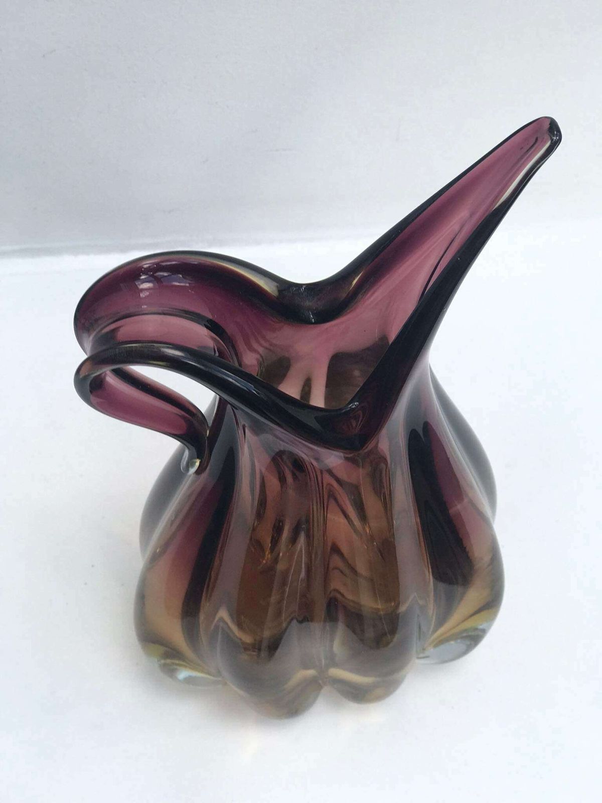 Murano Glass Pitcher Vase Barovier Toso Italian Design Art Glass Venetian Glass Ercole Vase Violet Brown Home Decor Italian Design Gift photo Home Decor
