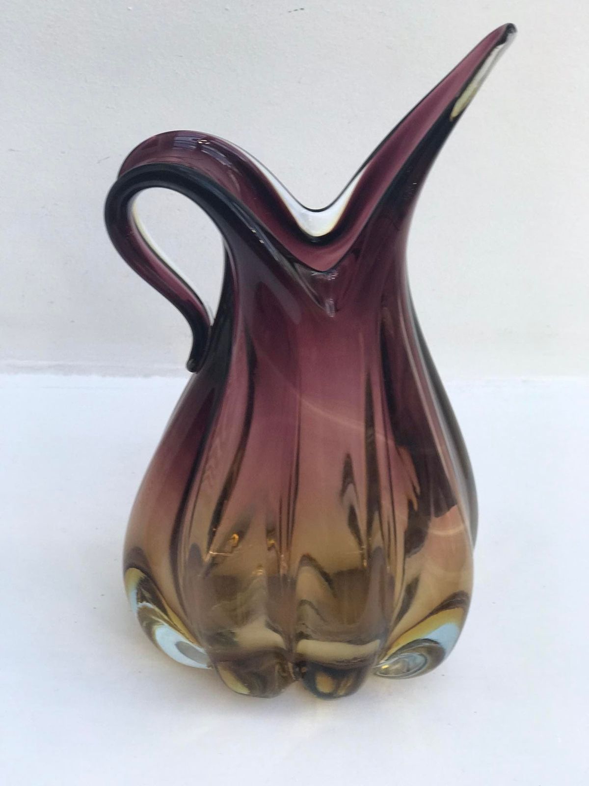 photo furniture Murano Glass Pitcher Vase Barovier Toso Italian Design Art Glass Venetian Glass Ercole Vase Violet Brown Home Decor Italian Design Gift