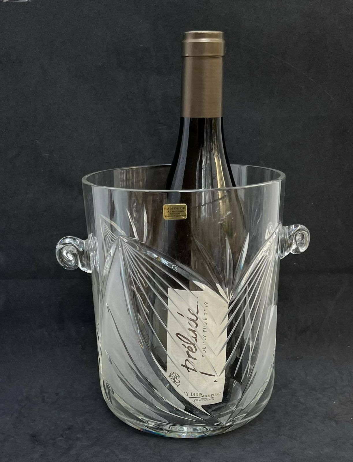 Champagne Ice Bucket Crystal Cut Handles Cut Glass Wine Cooler Chiller Hollywood Regency Bar Cart Styling Wedding Gift Luxury Barware photo furniture