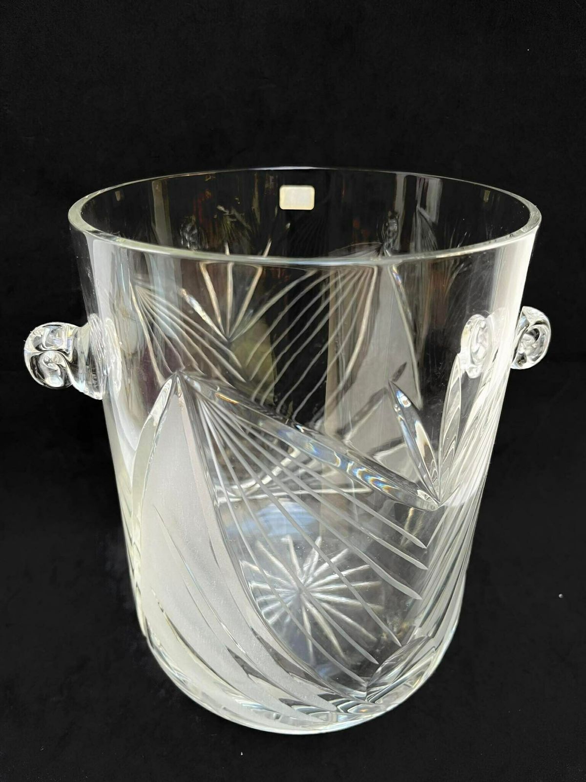 photo for sale Champagne Ice Bucket Crystal Cut Handles Cut Glass Wine Cooler Chiller Hollywood Regency Bar Cart Styling Wedding Gift Luxury Barware