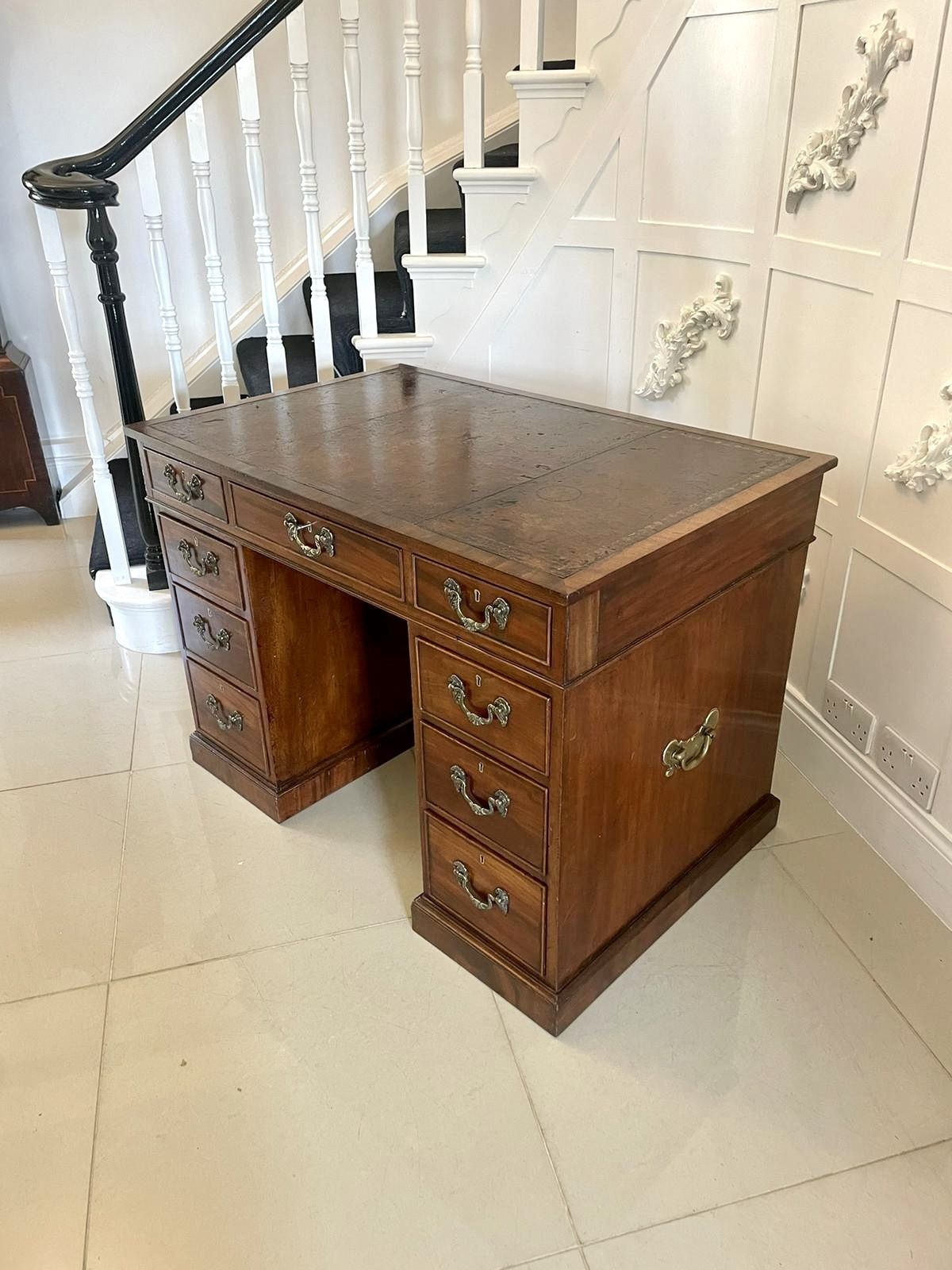 Antique 19th Century Quality Mahogany Kneehole Desk photo 2995.0
