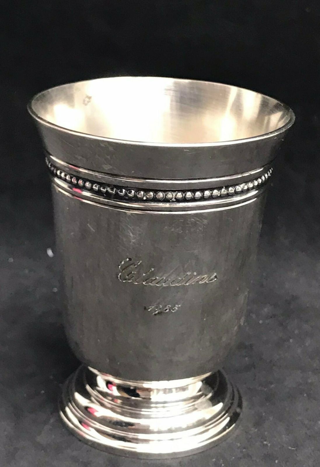 photo furniture Tumbler Christofle Silver Plated Baptism Gift For Children Engraved Claudine 1985 Timbale Gift For Claudine Gift For Child New Born Gift