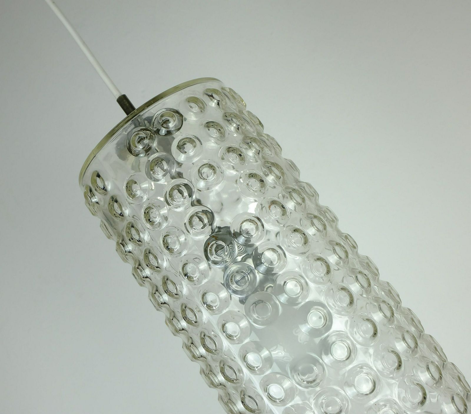 1 Of 2 Huge Cylindrical Staff Lamps Pendant Light Bubble Glass Etched Glass Design Rolf Krueger 1967 photo furniture