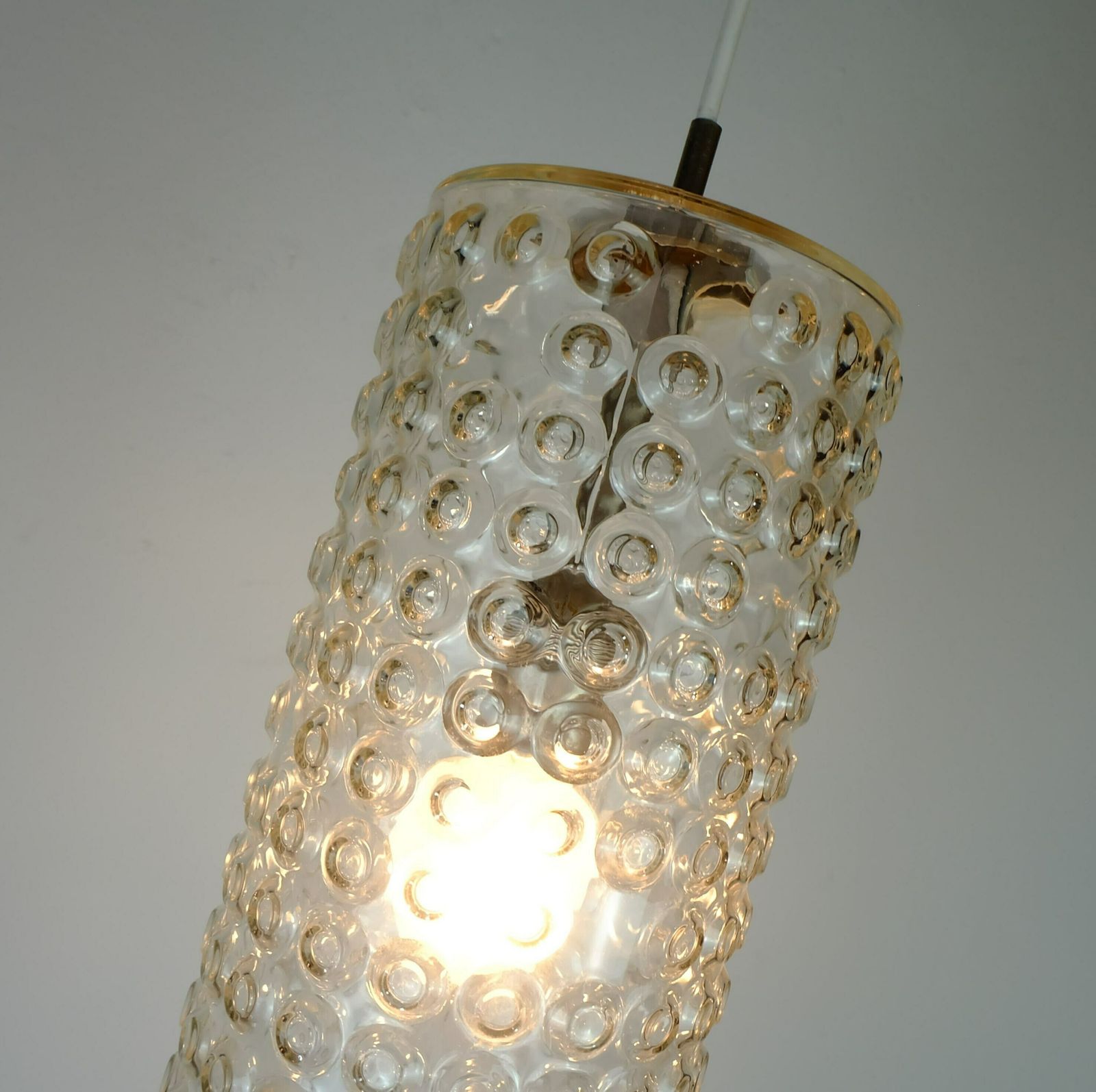 photo furniture 1 Of 2 Huge Cylindrical Staff Lamps Pendant Light Bubble Glass Etched Glass Design Rolf Krueger 1967