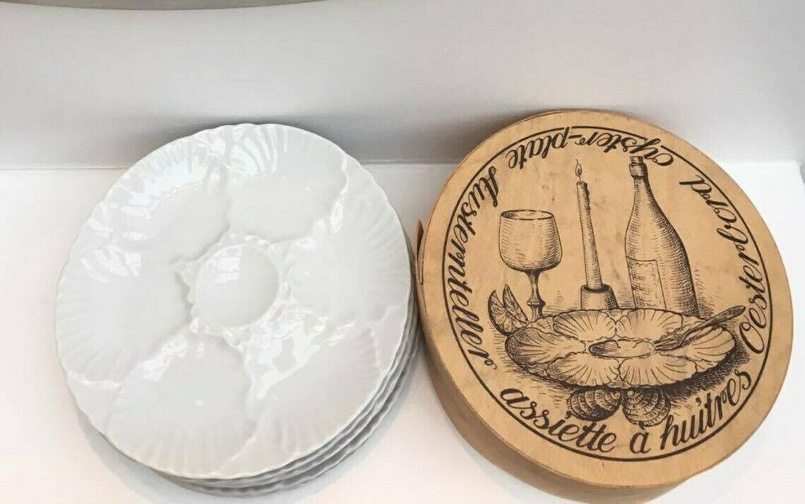 Porcelain Oyster Plates 5 From The 1970s Made By Bareuther Bavaria Waldsassen Germany.Oyster Dish, Diner Table, Party Table, Wedding Gift. photo furniture