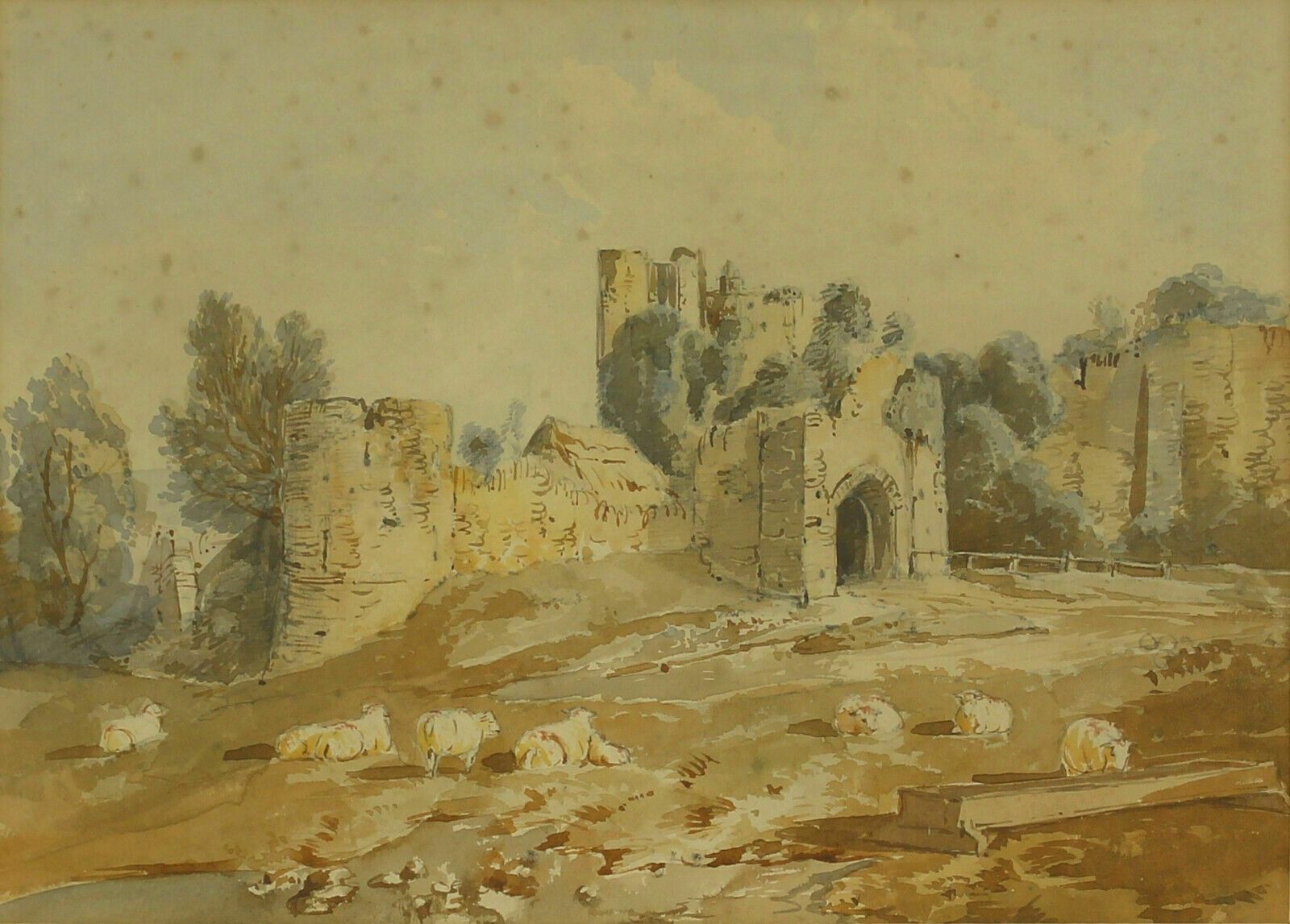 Watercolour Attributed To John Burgess. Titled "Saltwood Castle Near Hythe" photo furniture