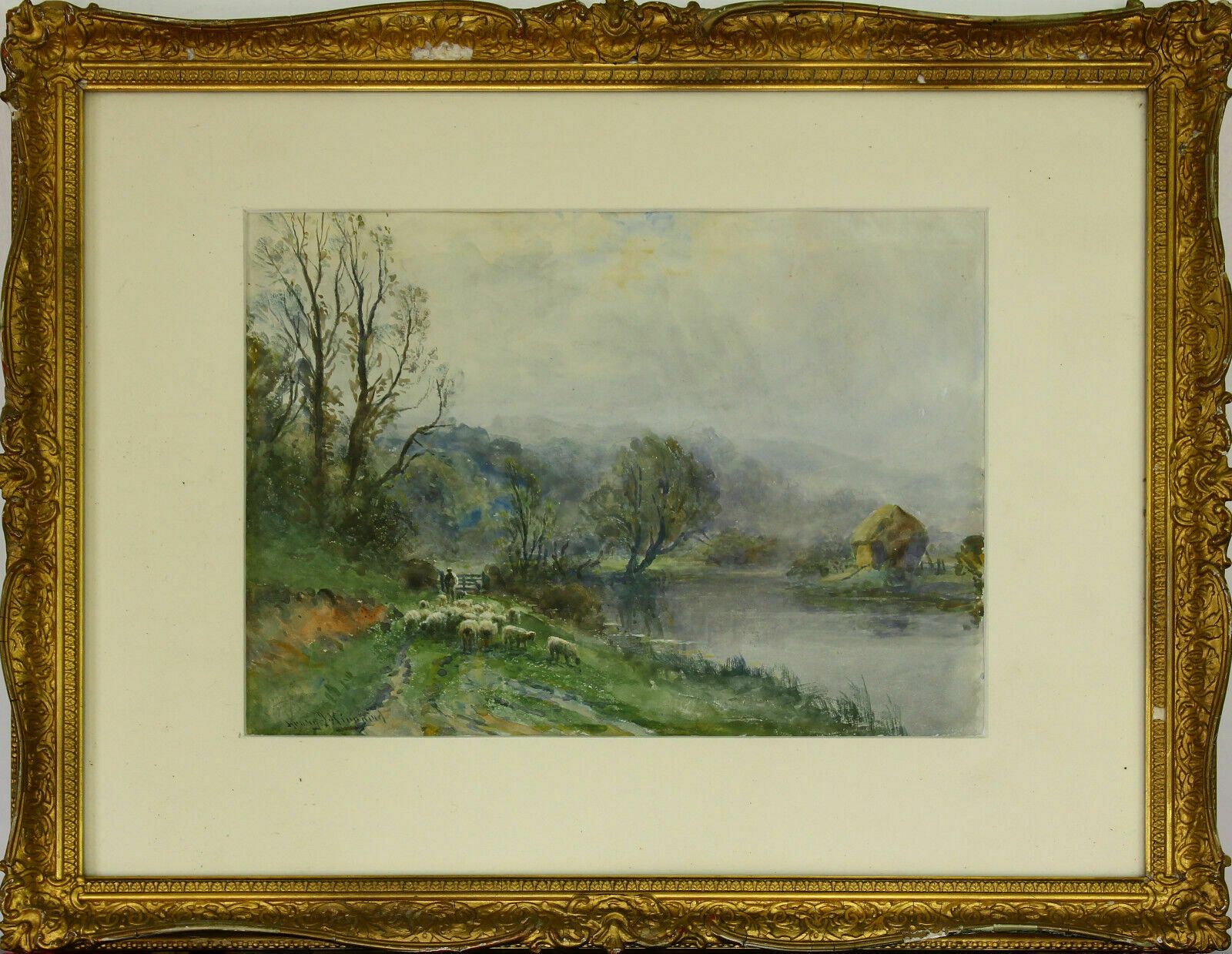 Watercolour By Henry John Kinnaird. Early Morning On The River Ouse, Sussex