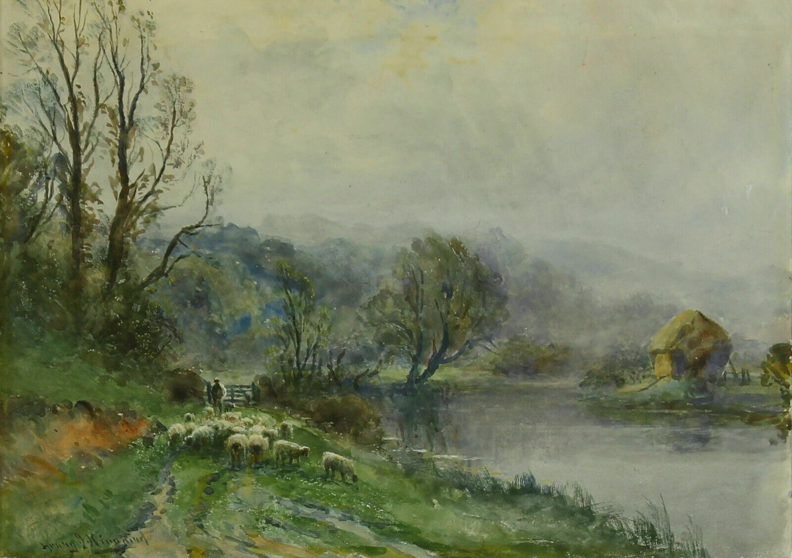 Watercolour By Henry John Kinnaird. Early Morning On The River Ouse, Sussex photo furniture
