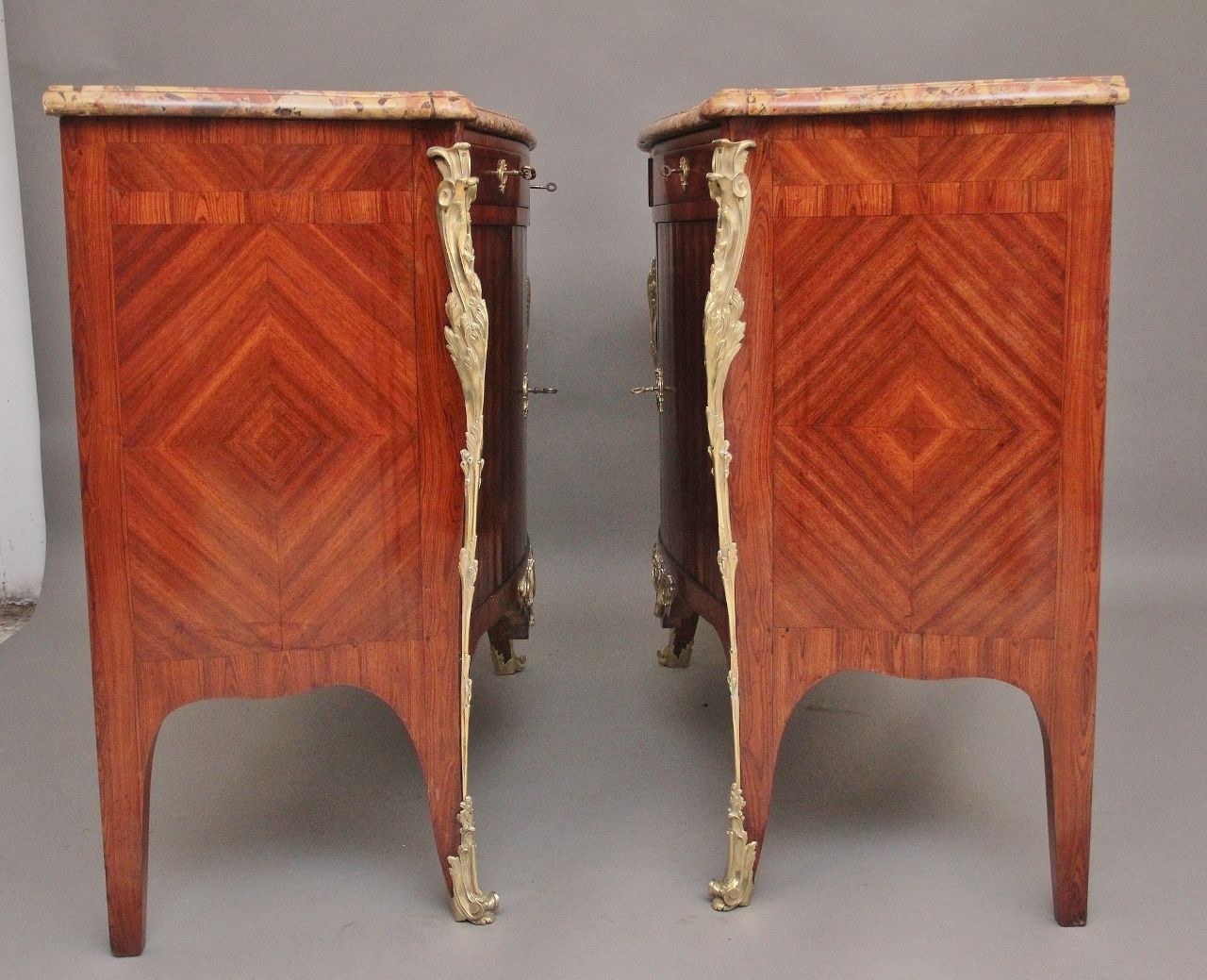 Pair 19th Century French Kingwood And Marble Top Commodes photo 15700.0