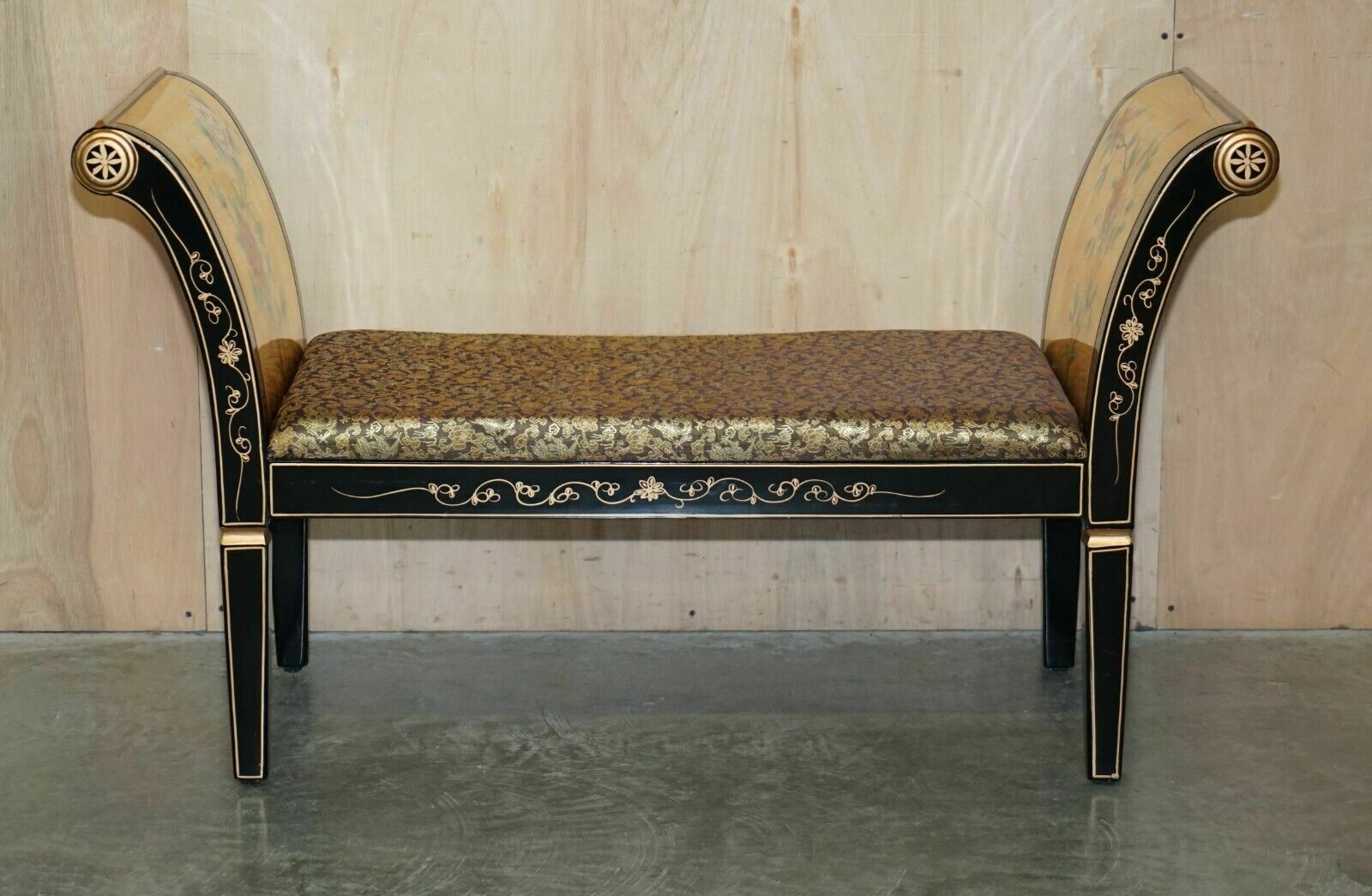 photo vintage Antique Mother Of Pearl Soapstone Geisha Girl Carved Chinese Chinoiserie Bench
