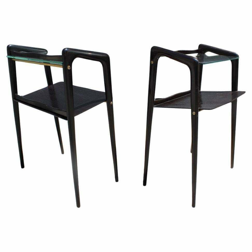 Small Bedside Tables Or Shelves In Mahogany Ico Parisi For Debaggis 1950s Brass