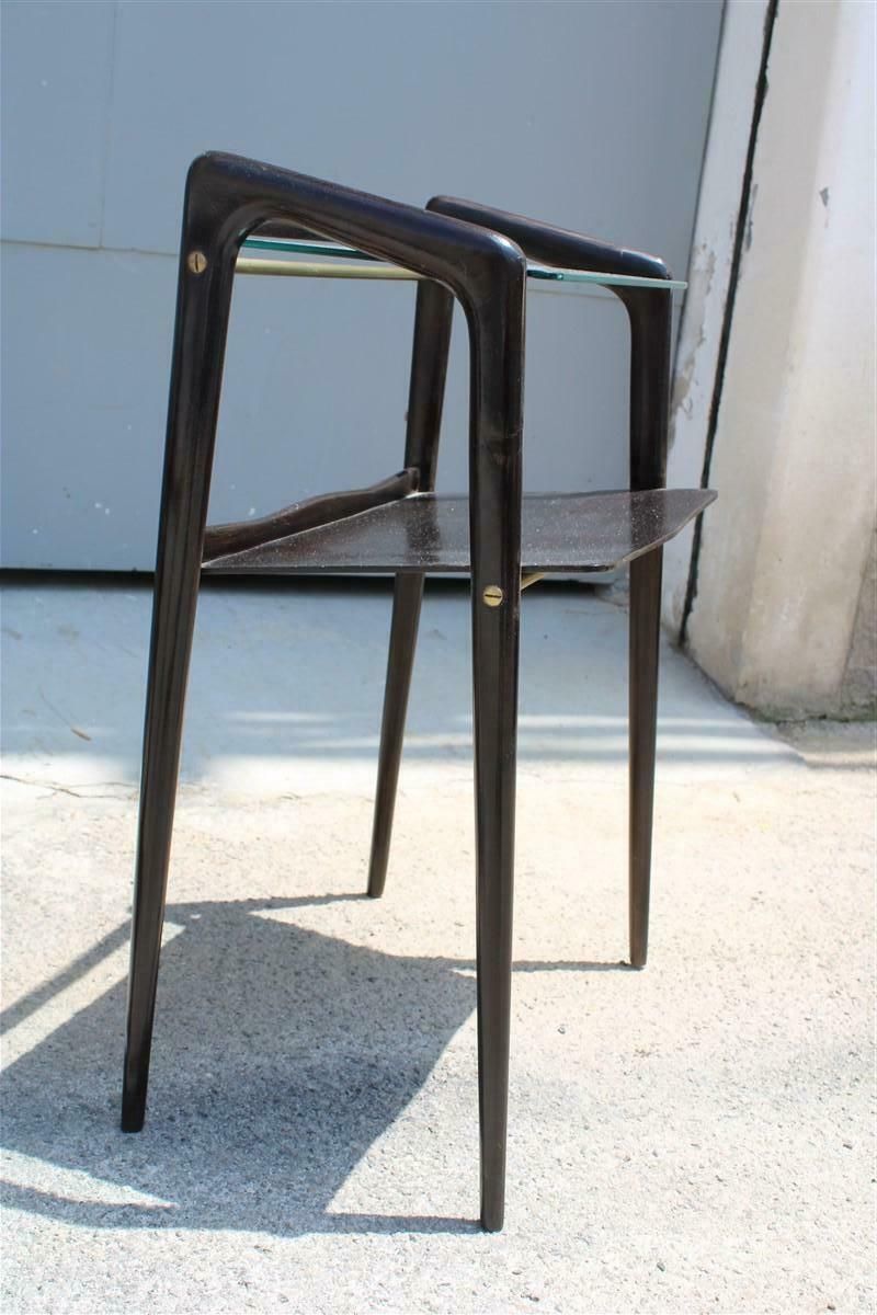 Small Bedside Tables Or Shelves In Mahogany Ico Parisi For Debaggis 1950s Brass photo for sale