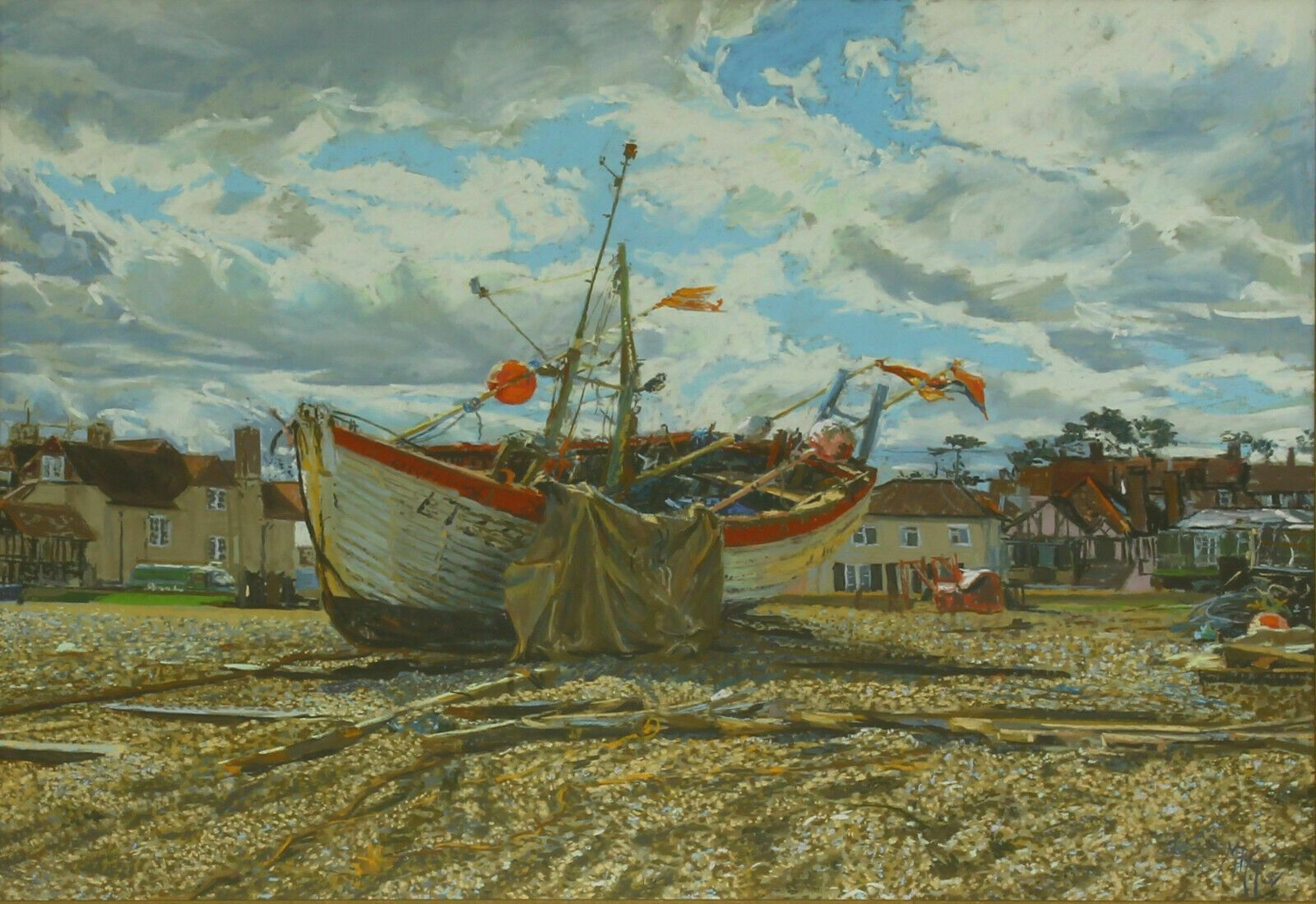 Pastel By Margaret Glass. Titled "On Aldeburgh Beach" photo furniture