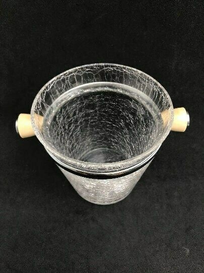 Glass Ice Bucket Vintage Mid Century Crackled Glass Vintage Ice Bucket Vintage Bar Accessoires Gift Bar Cart Gift For Him Bar Tools 60s photo vintage