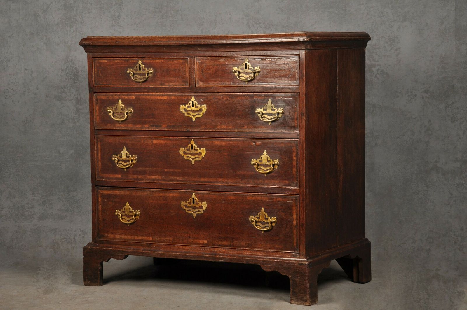 18th Century Inlaid Oak Chest Of Drawers photo furniture