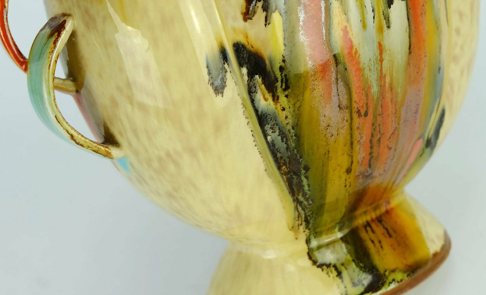 Beautiful Art Déco Vase 1930s Ceramic Dumler Breiden Drip Glaze Double Handle photo 145.9765