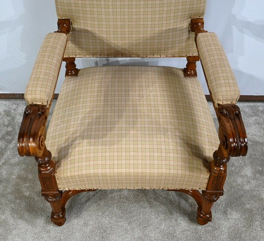 Important Walnut Armchair, Louis XIV Style   Mid 19th Century photo 3553.5