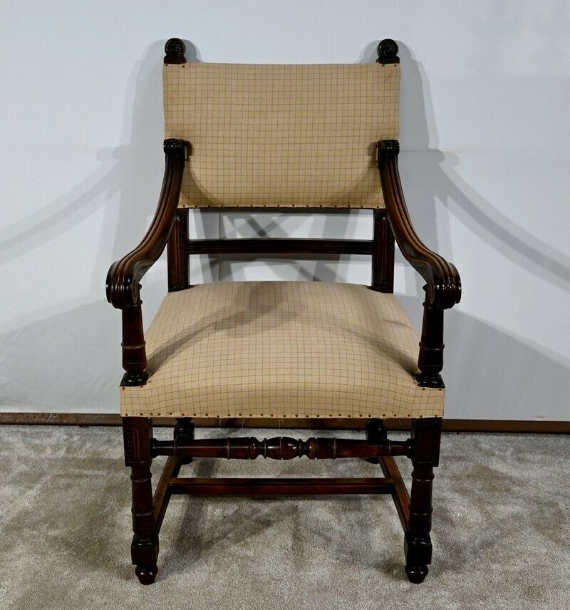 Walnut Armchair, Known As Bout De Table, Renaissance Style   Late 19th Century photo furniture