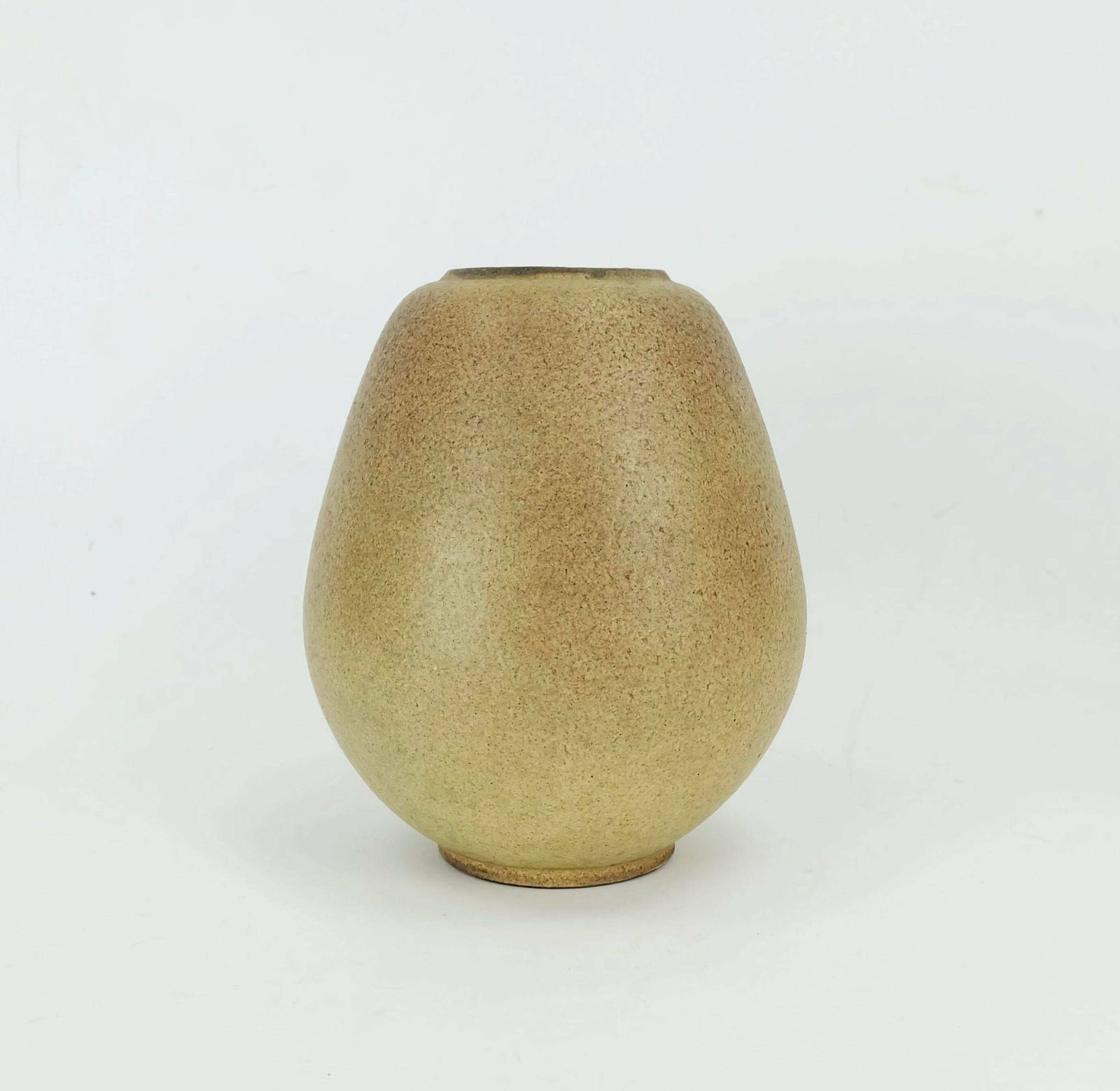 German Studio Pottery Vase Rolf Weber 60s/70s Rough Glaze Yellow Brown Ochre
