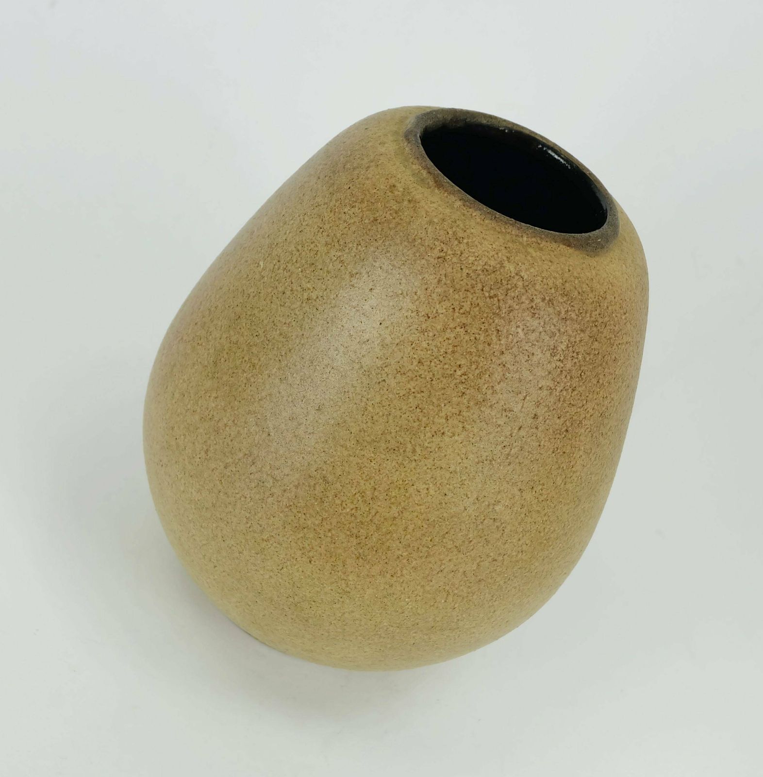 German Studio Pottery Vase Rolf Weber 60s/70s Rough Glaze Yellow Brown Ochre photo furniture