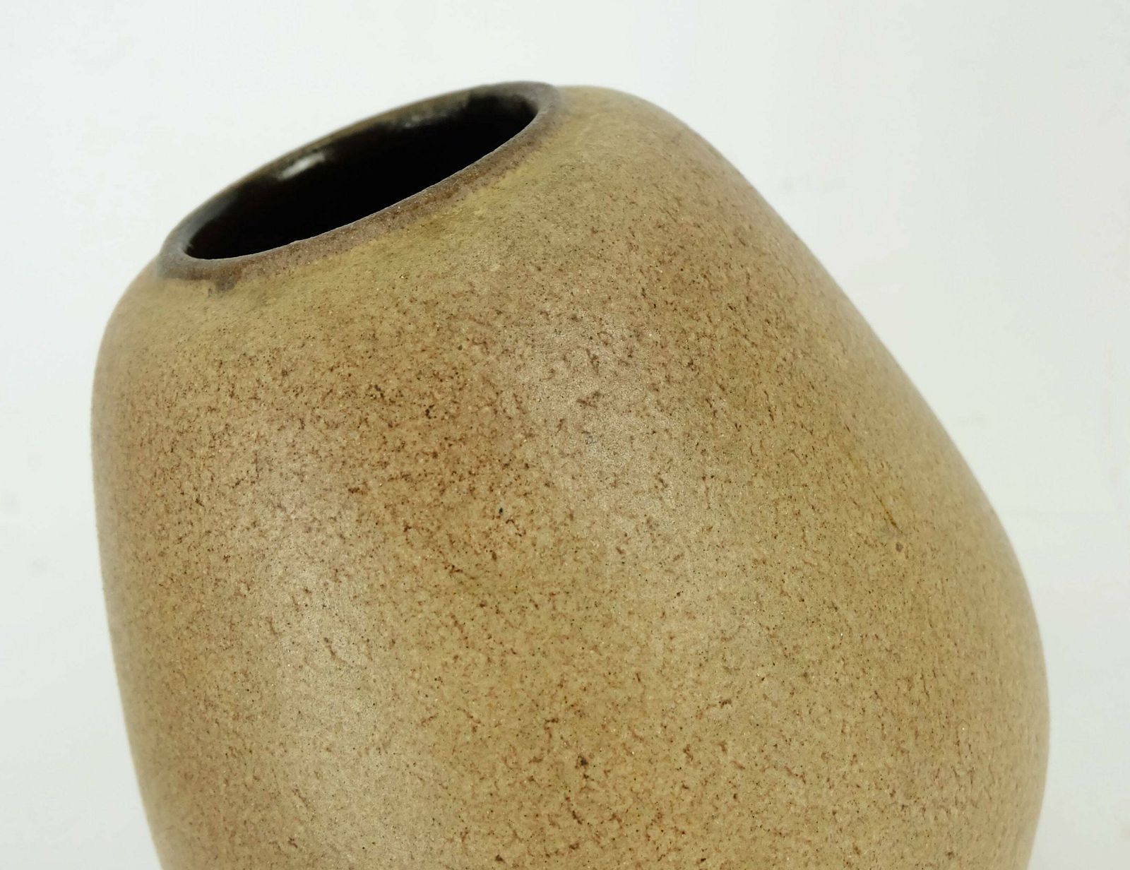 German Studio Pottery Vase Rolf Weber 60s/70s Rough Glaze Yellow Brown Ochre photo for sale