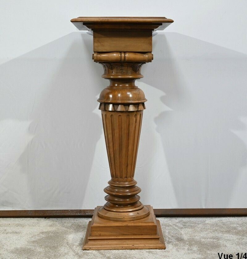 Important Walnut Column, Louis XVI Style   Late 19th Century photo Home Decor