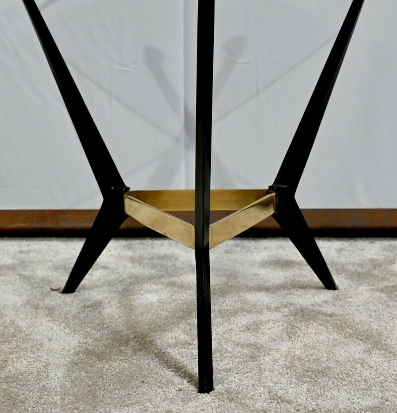 Small Glass And Metal Coffee Table – 1980s photo vintage