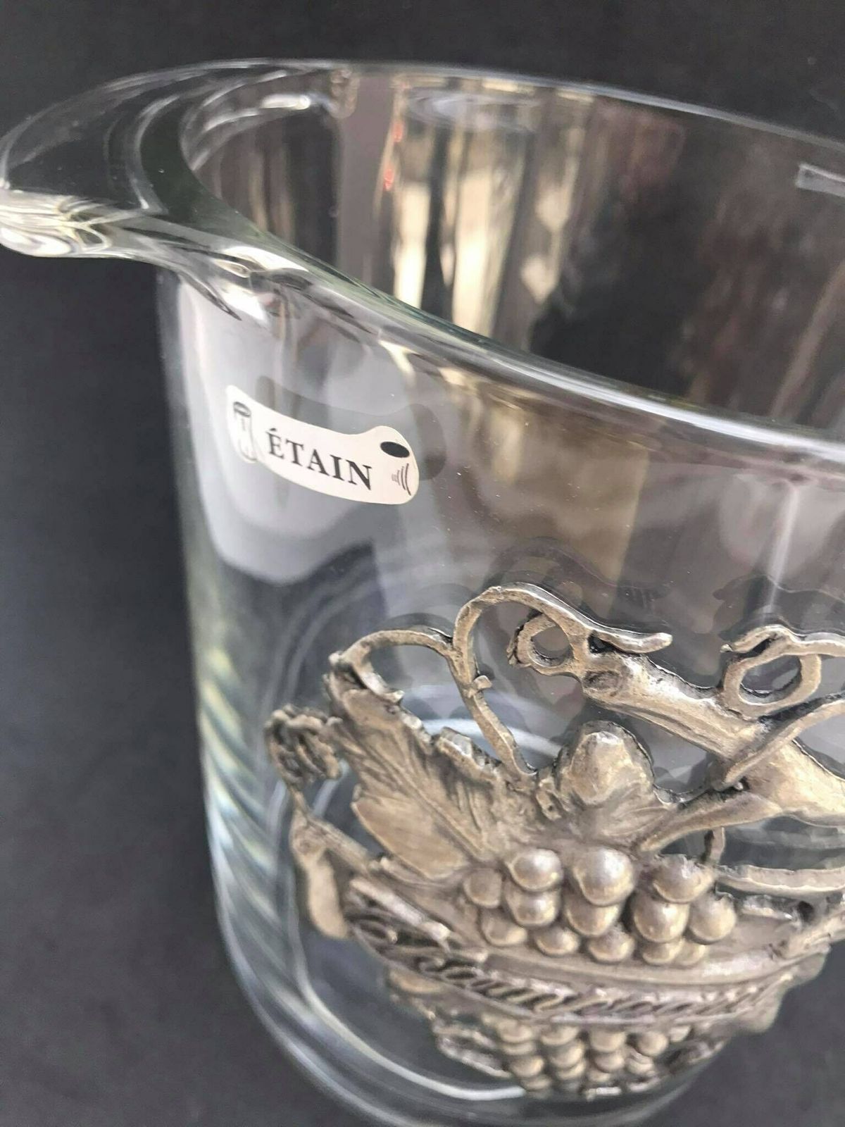 Champagne Emmer Van Zwaar Glas Met Tinnen Accessoires – Decoratief Verzamelobject, Ijsemmer, Cadeau Voor Koppels, Bruiloft, Kerst, Bruidsmeisje, Bardecor photo vintage