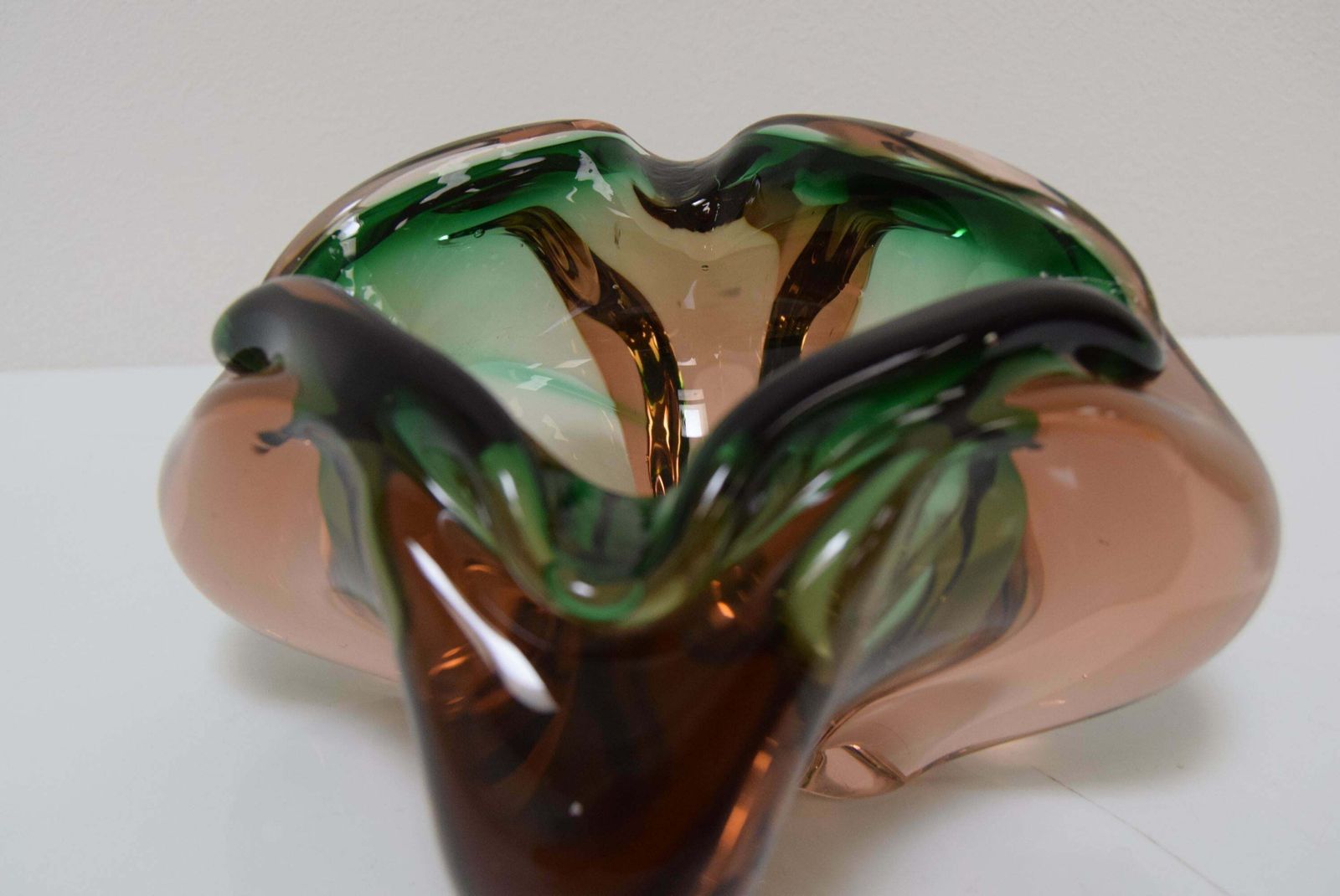 Home Decor Midcentury Ashtray From Metallurgical Glass, By Glasswork Novy Bor, 1960s photo